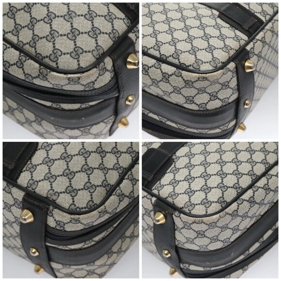GUCCI GG Supreme Travel Case PVC Leather Navy Gold Auth - Picture 15 of 15